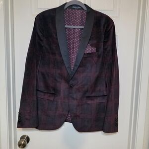 Paisley And Gray 42R Plaid Men's Blazer Velvet